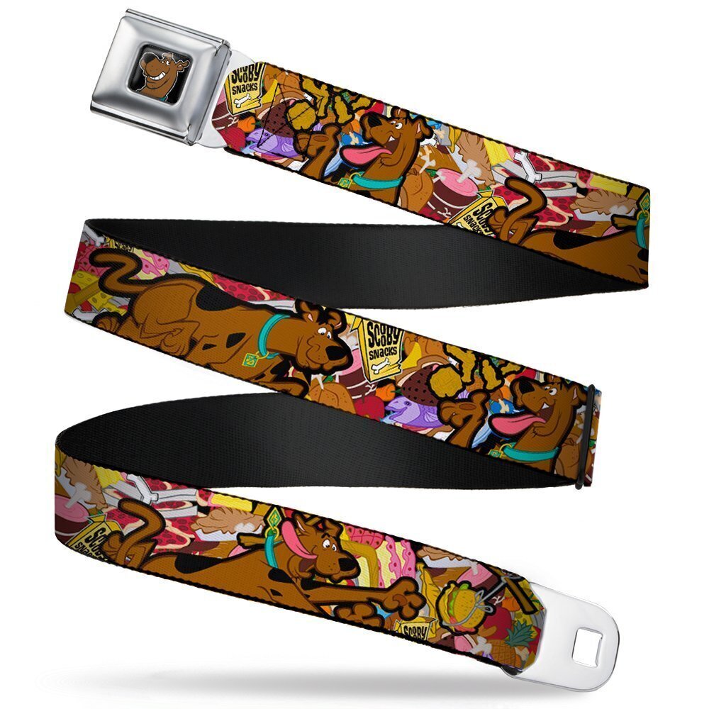 4117 Seatbelt Belt - Scooby Doo Poses/Snacks Stacked - 1.0" Wide - 20-36